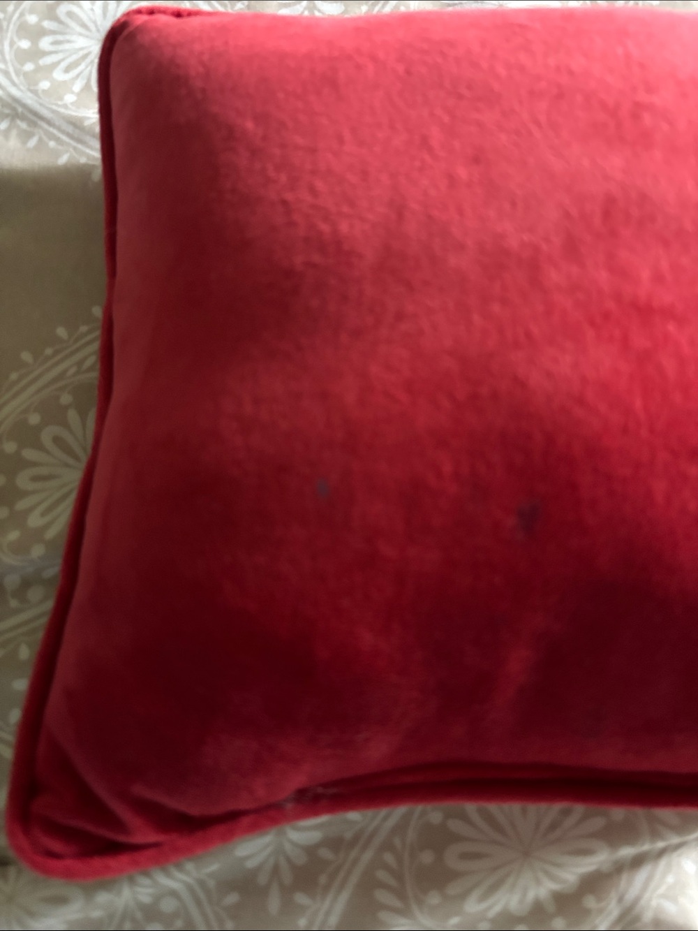 Mini Bless Your Heart Cross-Stitch Accent Pillow - Pink & Cream - Picture 3 of 4